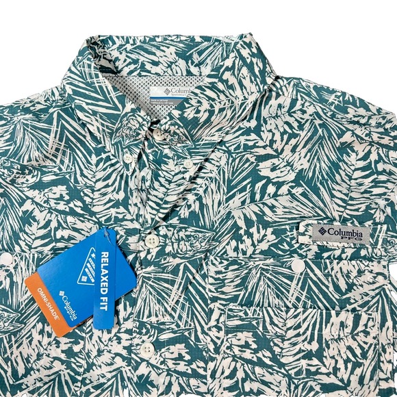 Columbia Sportswear Company Men Blue Floral Short Sleeve Button Up Shirt Sz XXL - Picture 2 of 12